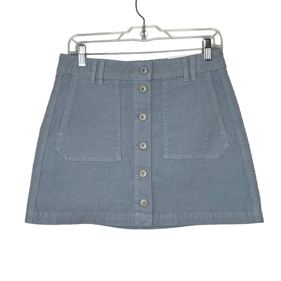 AMERICAN Eagle Super Hi Rose A Line Corduroy Super Stretch Baby Blue Button - Picture 1 of 8